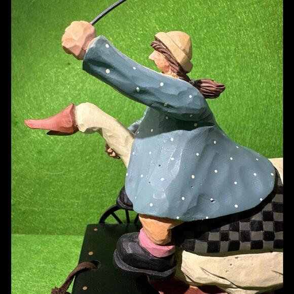 Williraye Studios Folk Art ~ GIRL W/BALLOON ON GOOSE (pull Toy Wagon) ~  WW1424 - Picture 7 of 9